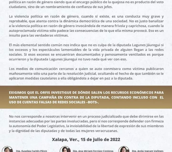 Posicionamiento de diputadas del H. Congreso del Estado de Veracruz