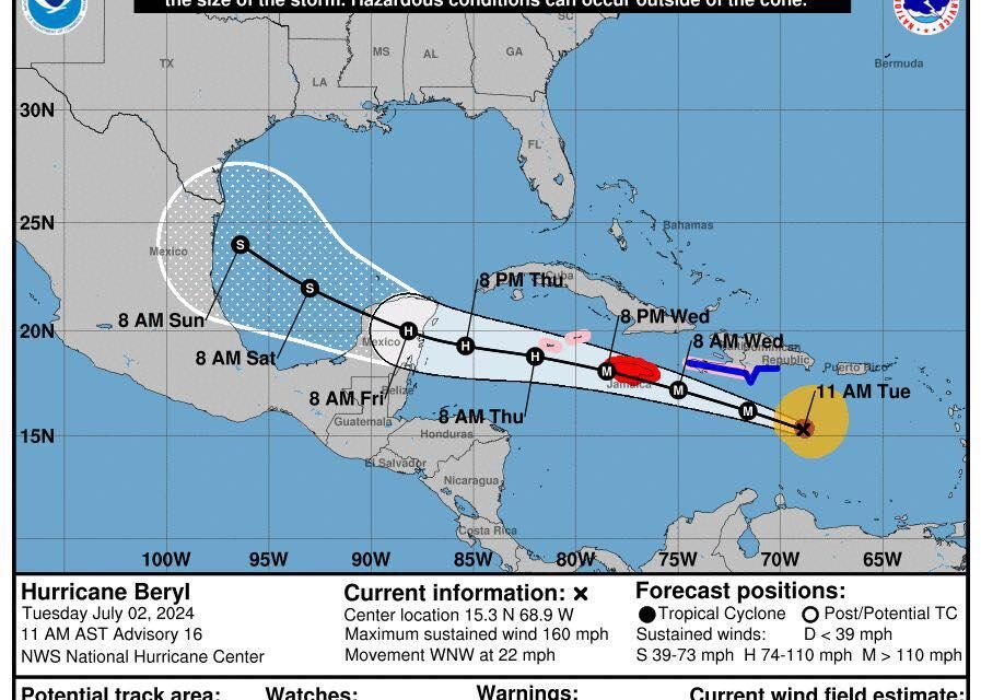 Preparado Veracruz y en ‘Alerta’ ante posible ingreso de ‘Beryl’ hacia el fin de semana