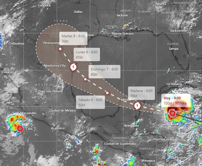 El Centro Nacional de Huracanes de EE.UU. prevé que ‘Beryl’ impacte en Quintana Roo como huracán categoría 2