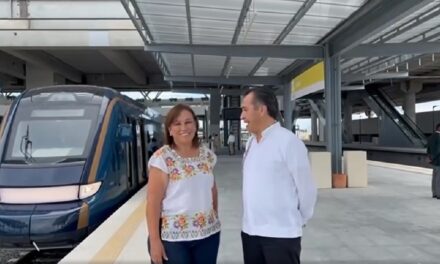 Cuitláhuac y Nahle presumen inauguración de Tren Maya