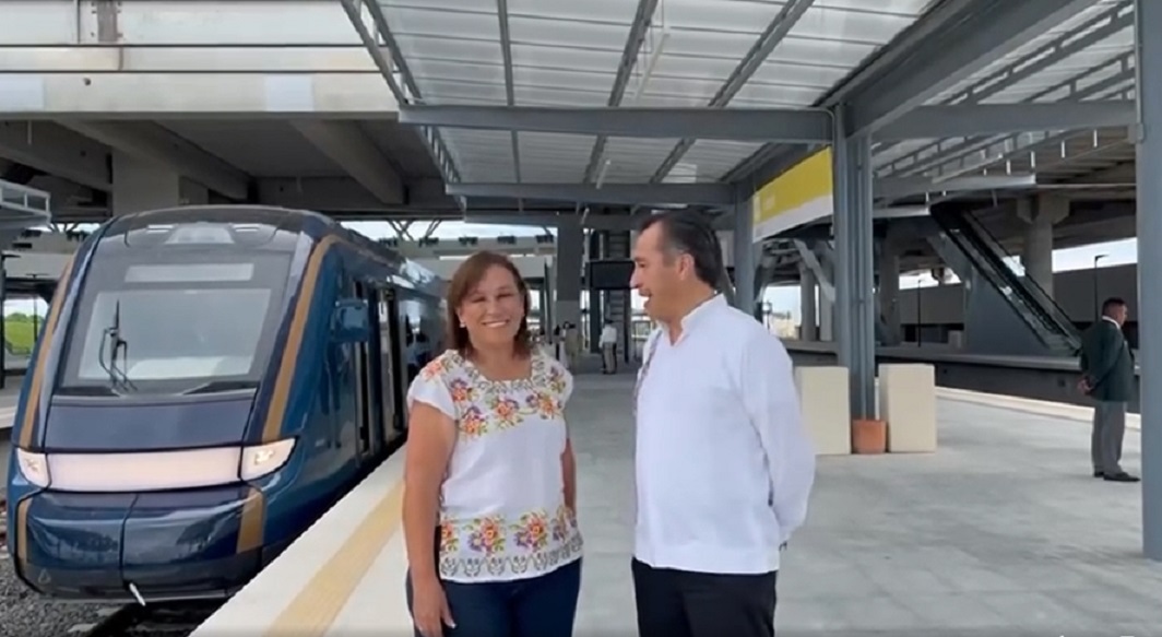 Cuitláhuac y Nahle presumen inauguración de Tren Maya