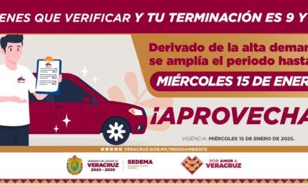 Extienden plazo para verificación vehicular al 15 de enero en Veracruz