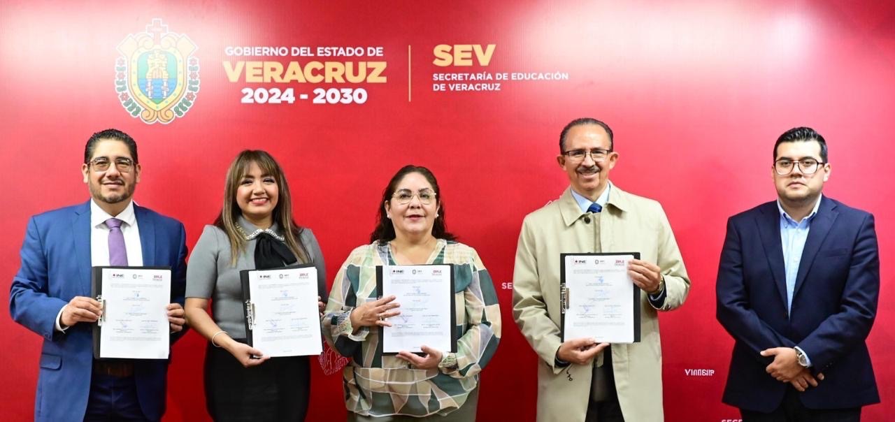 INE y OPLE firman acuerdo con SEV para que escuelas alberguen casillas en elección del primero de junio