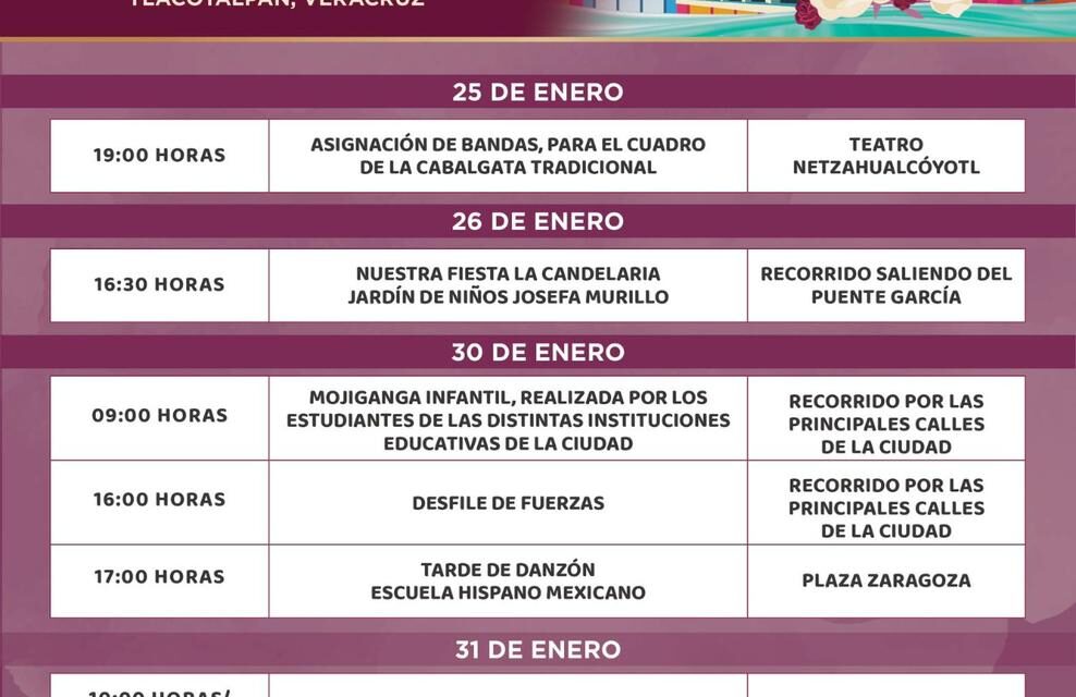 Conoce el programa de actividades de las fiestas de La Candelaria 2025 