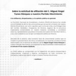 Se pronuncia Comisión Nacional de Honestidad y Justicia de Morena ante solicitud de afiliación de Miguel Ángel Yunes Márquez